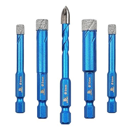 Diamond Drill Bit - BRSCHNITT 1/4 1/4 5/16 3/8 inch Masonry Drill Bits Set for Porcelain Tile Ceramic Stone Granite Marble,Hex Shank Diamond Hole Saw Drill Bit(5pcs/Pack).