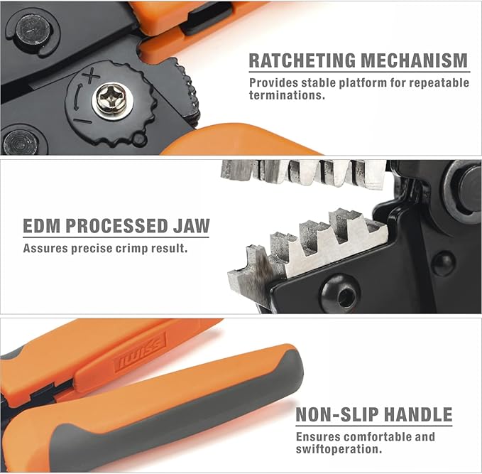 iCrimp SN-2549 Ratcheting Wire Crimping Tools for JST ZH 1.5mm, PH 2.0mm, XH 2.5mm, VH 3.96mm, JWPS 4.0mm Pitch, Dupont 2.54mm Pitch Open Barrel Terminals, AWG28-18 (0.08-1.0mm²)