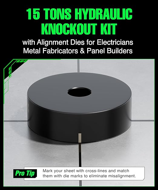 1/2" - 4" Hydraulic Knockout Punch Set | 15 US Tons | Knock Out Set with 10 Dies | Punching Capacity 11-16 Gauge | 1 Year WARRENTY | Staten Tools