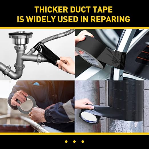 Lichamp 6 Rolls Heavy Duty Thicker Black Duct Tapes, 17 mil No Residue Duct Tape for Packaging Taping Sealing Repairing Tying, Wide Tape for DIY or Commercial Use, 2 Inches x 25 Yards, B206BK