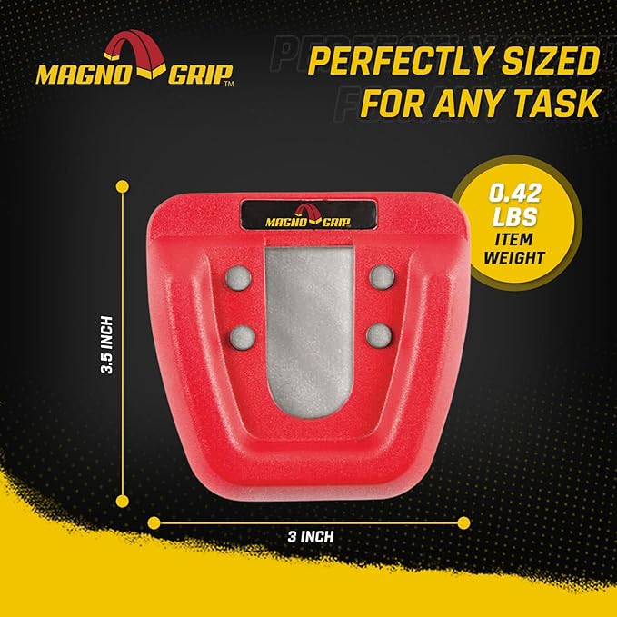 MagnoGrip 002-290 Quick Snap Magnetic Tape Measure Holder - Heavy-Duty, Durable, Hands-Free Magnetic Holder for Construction, Carpentry, & Tool Belts - Ideal for Professionals & DIY Enthusiasts, Red