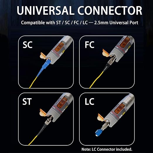 100KM Visual Fault Locator for Fiber Optic Cables, High-Power VFL Tester with FC/ST/SC/LC Support, Long-Range Fault Finder & Light Pen Tool for FTTH, Telecom, Datacenters, OTDR, Industrial Networks