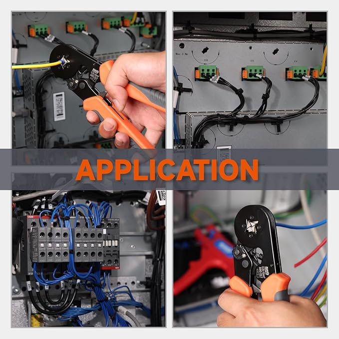 iCrimp Square Self-adjustable Wire Ferrule Crimping Tool for AWG23-7 Bootlace End-Sleeves Ferrule, Ratchet Crimper Kit (HSC8 6-4T)