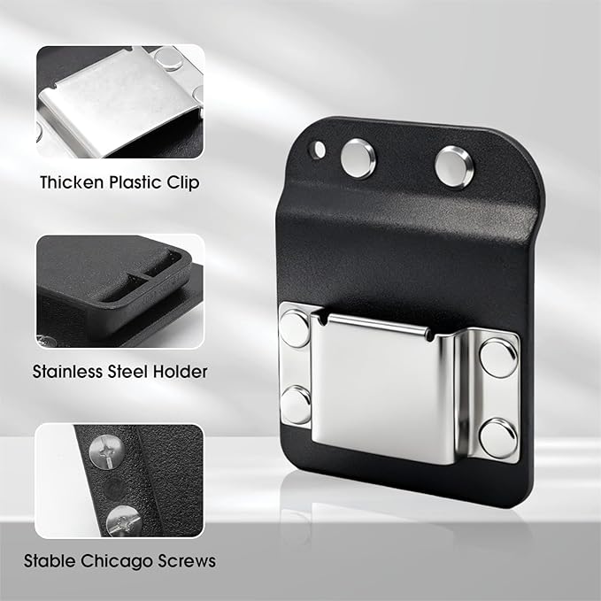 3 Pcs Drill Holder for Tool Belt, Tape Measure Holder with Metal Clip, 2 in Belt Hook Holster for Cordless Drill, Impact Driver, Measuring Tape, Tool Accessories
