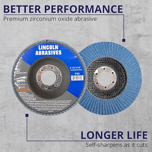 100 Pack Flap Discs 60 Grit 4.5" x 7/8" Sanding Wheels