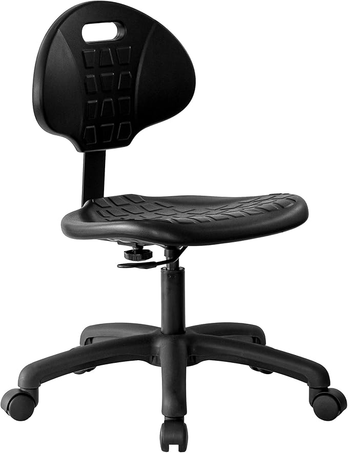 Chair Master Table Height Chair/Stool-Easy to Clean! Deluxe Ergonomic Polyurethane Chair. 5" of Height Adj (15.5"-20.5") 500 lb Capacity. Automotive, Lab, Garage, Home, Office (Standard, Black)