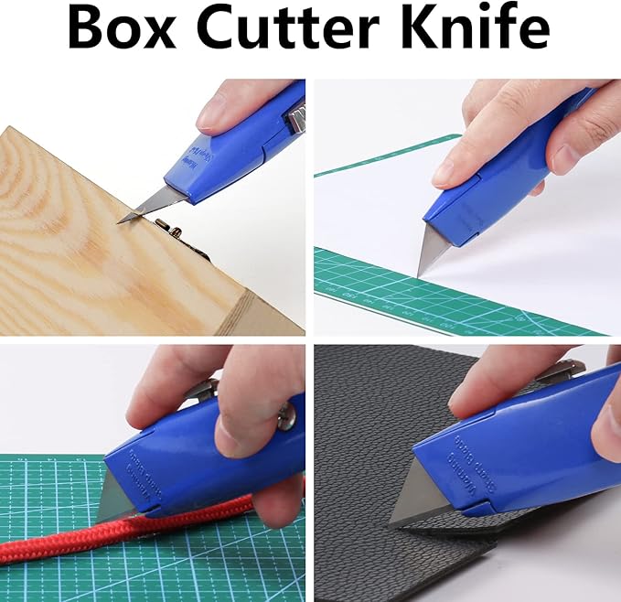 DIYSELF 30 Pack Box Cutter Heavy Duty Aluminium Shell Utility Knife | SK5 Steel Sharp Blade | Retractable Knife for Cutting Cartons Ropes and Cardboard | Home and Office Use (Blue)