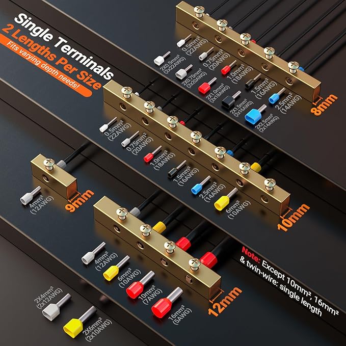 Preciva Ferrule Crimping Tool Kit - AWG 28-5 Self-Adjusting Ratchet Crimper with 1010Pcs Single & 265Pcs Twin Ferrules | Wire Terminal Connectors Kit