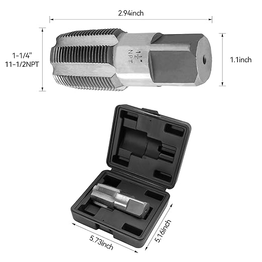 HFS(R)1-1/4"NPT Pipe Tap，Carbon Steel Pipe Threading Tools with Storage Case for Industrial/Plumbing/Auto Repair DIY Thread cutting tools