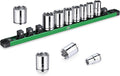 SK 1/2" Drive Socket Set, SAE Sockets, 11-Piece 7/16" to 1-1/16", SuperKrome Finish, Premium CR-V Construction, with Aluminum Socket Organizer