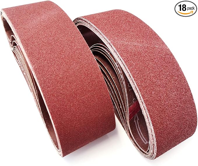 3 x 24 Inch Aluminum Oxide Sanding Belts, 3 Each of 40/80/120/150/240/400 Assorted Grits Abrasive Belts for Belt Sander, 18-Pack