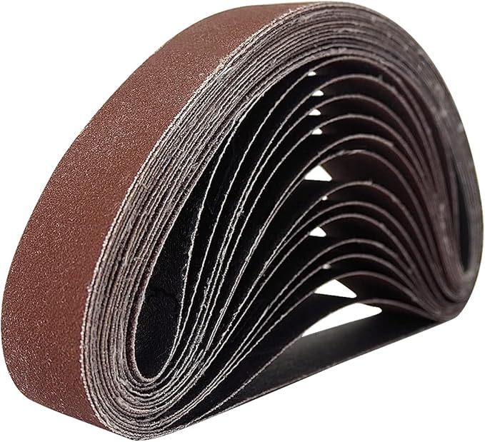 15 Pcs 1-1/8 x 21 Inch Assorted Aluminum Oxide Sanding Belt - 80/120/150/240/400 Grit