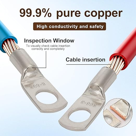 Thick Copper Electric Wire Lugs,20Pcs Tinned Copper Gauge 12-10Awg-1/4(M6) Ring Heavy Duty Battery Cable Lugs Ends Ring Terminals Connectors with 20Pcs 3:1 Heat Shrink Tubing Assortment Kit