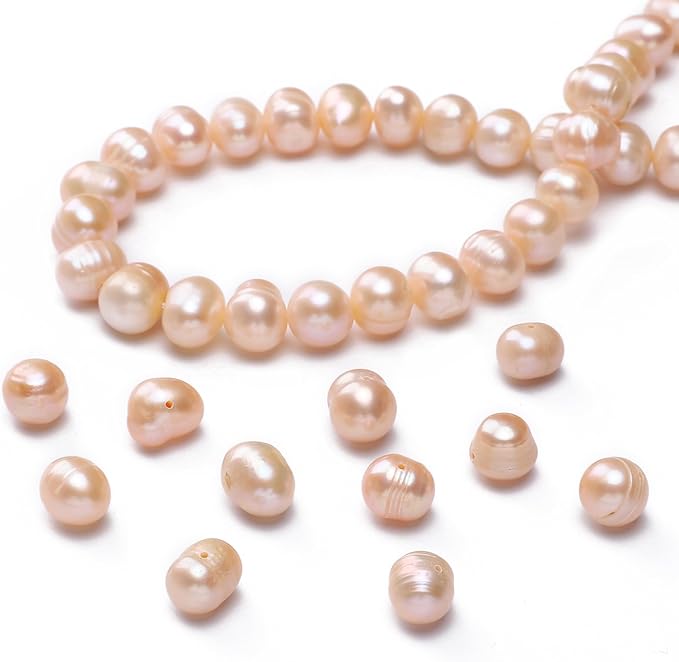 Natural Pearl Beads Potato 8-9mm Pink Freshwater Cultured Loose Gemstone Beads for DIY Jewelry Making 13.8''/Strand HQ