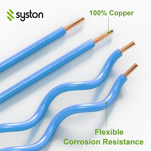 14 AWG Tracer Wire 600V 100% Solid Copper Conductor Direct Burial Underground, Blue Tracer Wire for Locating Underground Pipes and Lines Water Sewer Pipe Fiber Optic Gas Electrical Wire, 100 FT