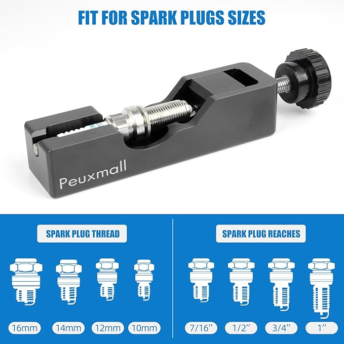 Spark Plug Gap Tool, Spark Plug Gapping Tool with 32 Blade Steel Feeler Gauge, Universal Spark Plug Gap Tool for Most 10mm 12mm 14mm 16mm Spark Plugs (Black)