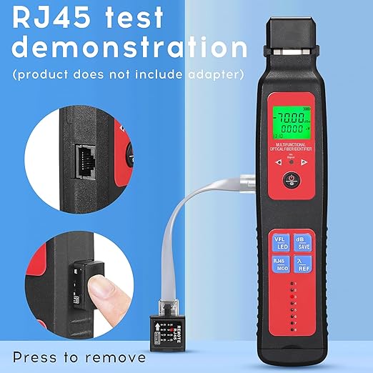 L-507 Live Fiber Optic identifier with Optical Fiber Power Meter -70+~10dbm 5-in-1 Function OPI OPM VFL 10KM RJ45 Network Tester LED Fiber Optic Cable identifier Single Mode/Multi Mode