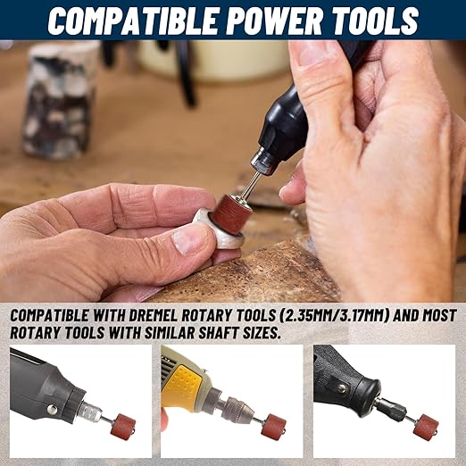 600Pcs Sanding Drums Kit – 80/120/240 Grit Sanding Bands with 24 Drum Mandrels, 2 Self-Tightening Drill Chucks & 1 Wrench – Tool Accessories Sanding Drum Bits for Rotary Tool