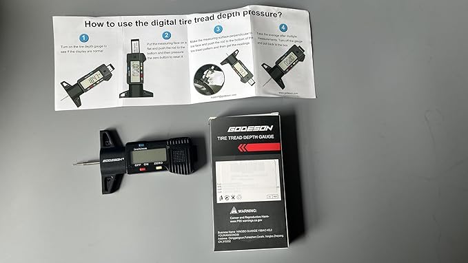 GODESON Digital Tyre Tread Depth Gauge UK,0-25.4 Mm Inch Tyre Guage Digital with Large LCD Display and Tire Tread Depth Measuring Tool for Cars,Trucks,Moto