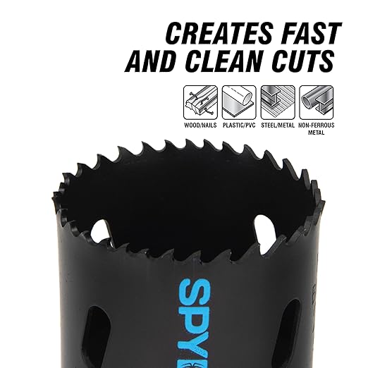 Spyder 11-Piece Bi-Metal Hole Saw Kit, 7 Hole Saws, Hex8 and Hex10 HSS Pilot Bits, and Hex8 and Hex10 Arbors, Rapid Core Eject Arbor System