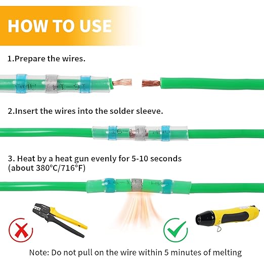 400PCS Solder Seal Wire Connectors with Heat Gun, Solder Stick Wire Connectors Solderstick Waterproof Wire Electrical Connector Kit for Marine (26-6 Gauge)