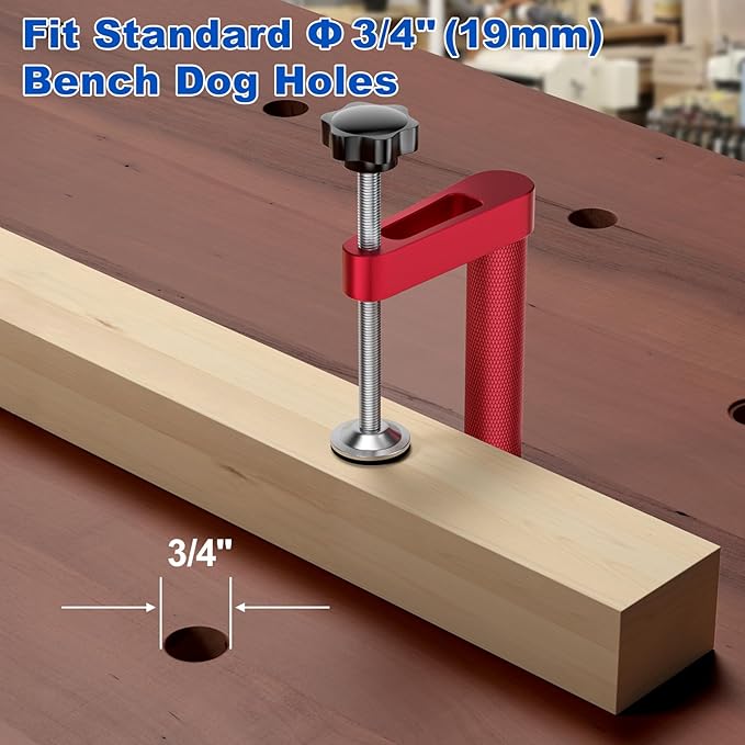 Bench Dogs Clamp Set for 3/4" Workbench,Heavy Duty Woodworking Clamps with 4 Bench Dogs & 2 Ratchet Wrenches, Adjustable Dog Hole Clamps Workbench Accessories for Woodworking Clamp（8 Pack）