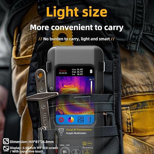 BSIDE Thermal Imaging Camera Multimeter 320×320 Resolution with 20000 Words Multimeter Function 3.98'' Touchscreen 25Hz Infrared Thermal Camera (-20-550℃) 15 Thermal Palettes TRMS Auto-Ranging Tester