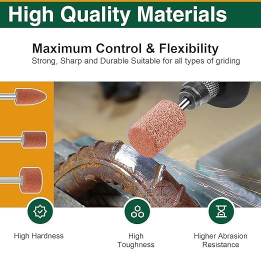 20 Pcs Cylinder Grinding Stones, 1/8 Shank Aluminum Oxide Sanding Bits for Woodworking & Metal Polishing