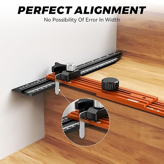 Stair Tread Template Tool - Precision Stair Gauge Measuring Tool with Self Locking Width, 8-72 Inches Lightweight Stair Tread Tool & Jig for Steps Measuring & Scribe, Orange