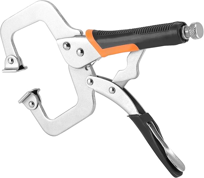 ZOENHOU 4 Pack 6 Inch C Clamp Locking Plier with Swivel Pads and Rubber Handle, C Type Adjustable Vise Grip Locking Pliers, Weldingc C Clamp Plier for Metal DIY Woodworking