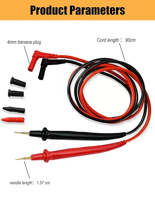 ZIBOO ZB-X20 Ultra-Sharp Test Leads Multimeter Meter Tester Needle Point 35” Test Probe Lead 1000V 20A Compatible with FLUKE/Amprobe/Extech/Hioki/SANWA/Klein Tools/Digital Multimeters