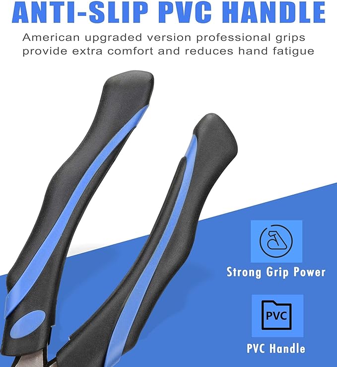 8-Inch Linesman Pliers with Rubber Grip Handle, Portable Home Hand Tools