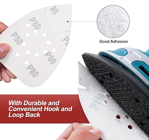 S SATC Mouse Sander Sandpaper 50PCS Mouse Sanding Pads 12 Holes Hook and Loop Sandpaper 150 Grit Detail Palm Sand Paper