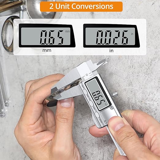 Neoteck 4 inch/100mm Digital Caliper, Stainless Steel Electronic Calipers Measuring Tool inch/mm Conversion, Large LCD Screen