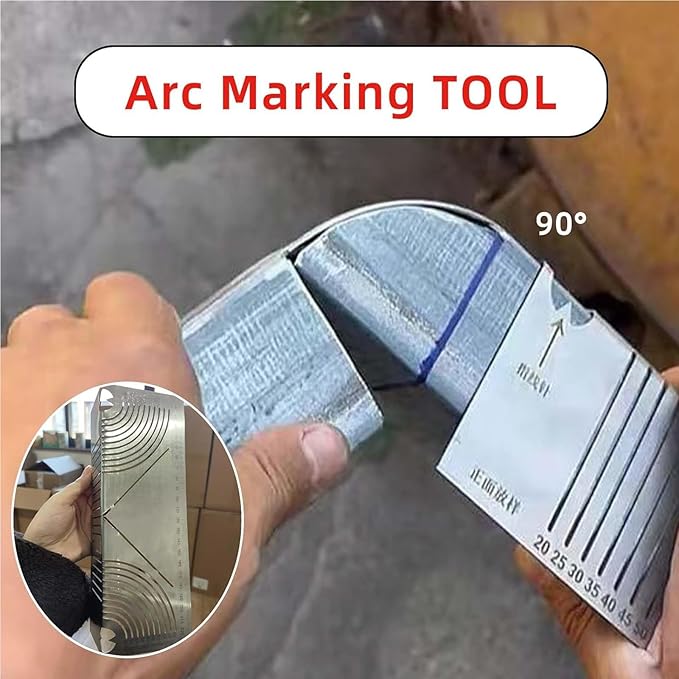 2 Pack Metal Marking Tool, Angle & Arc Marking Tool, Square Steel Pipe Bend Marking Tool, Square Arc Ruler, Architect Ruler Angle Measuring Tool