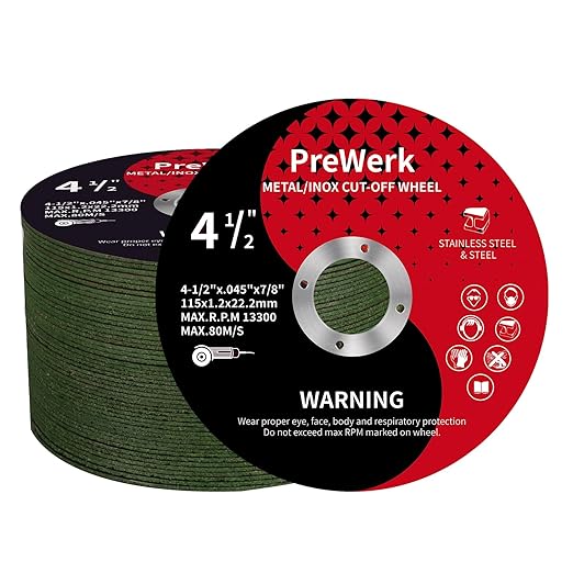 Cut Off Wheels 50 Pack,4 1/2 Inch,Metal and Stainless Steel Cutting Wheel for Angle Grinder,Ultra Thin Cut-Off Wheel Cutting Disc (50 PCS 4-1/2 x .045 x 7/8 inch Cut Off Wheels)