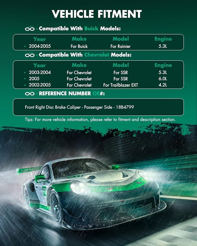 SCITOO 18B4799 Front Right Brake Caliper w/Bracket For Buick For Rainier,For Chevrolet For SSR/For Trailblazer,For GMC For Envoy XL,For Isuzu For Ascender,For Saab For 9-7x