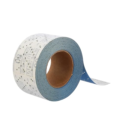 3M Hookit Blue Abrasive Sheet Roll, 36187, Multi-Hole, 2.75 in x 13 yd, 80+ Grade, Automotive Sanding Roll Sandpaper for Coating Removal, Body Repair, Auto Sanding