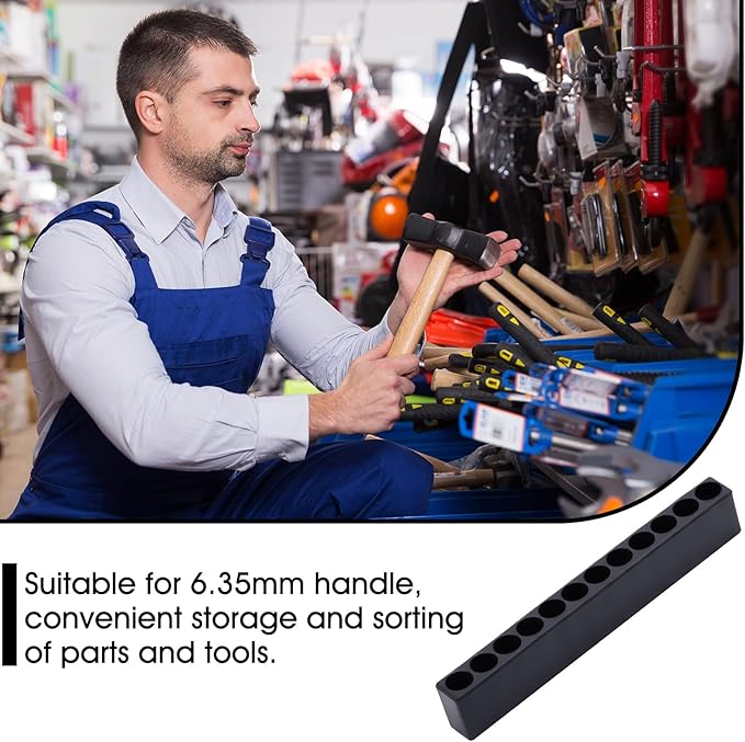 Kigley 30 Pcs 12 Holes Hex Shank Bit Holder Screwdriver Head Drill Bit Organizer Plastic Storage Case Fit for 1/4 Inch Hex Shank (Black)