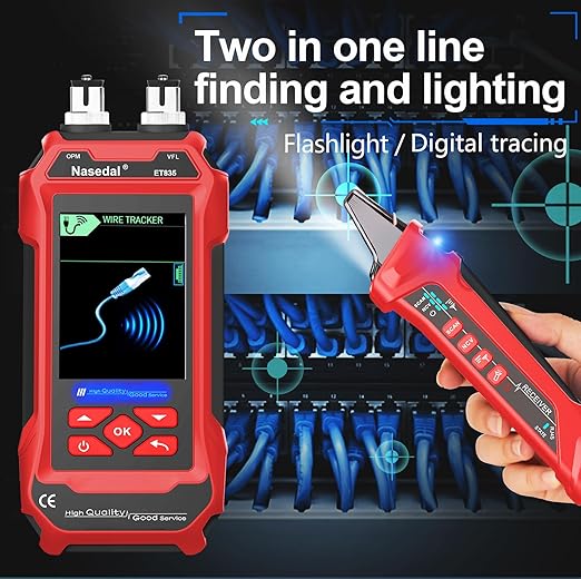 Network Cable Tester Ethernet Wire Tracer Cable Toner Generator RJ45 CAT5 CAT6 CAT7 CAT8 UTP STP RJ11 BNC Tester 3.5-inch Screen QC Test Cable Length Cable Maping Port Flashng Tester (ET835)