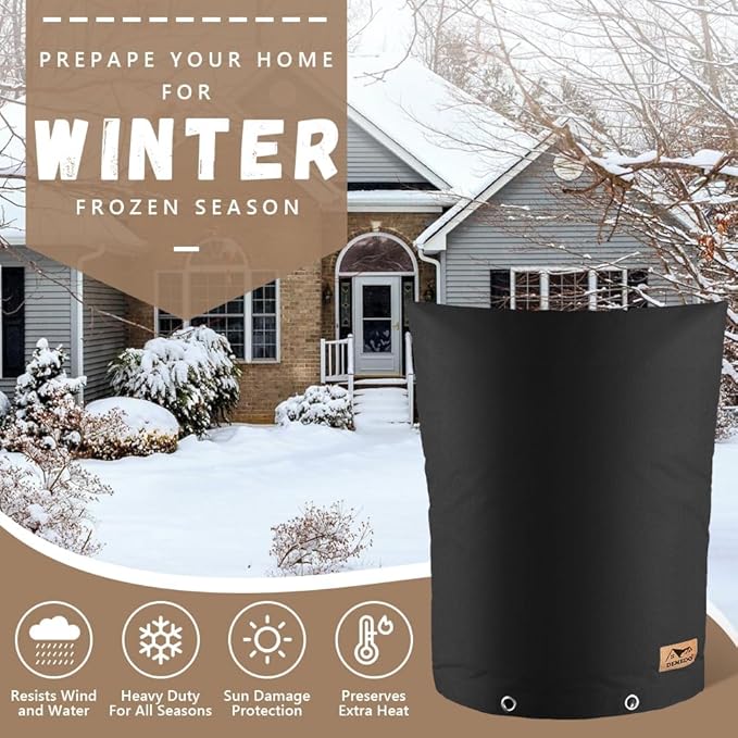 Backflow Preventer Insulation Cover - Water Pipe Insulation Sprinkler Cover for Outside - Insulated Backflow Cover Pouch for Irrigation Back Flow Valve in Winter or Sun Exposure (14"W x 26"H, BLACK)