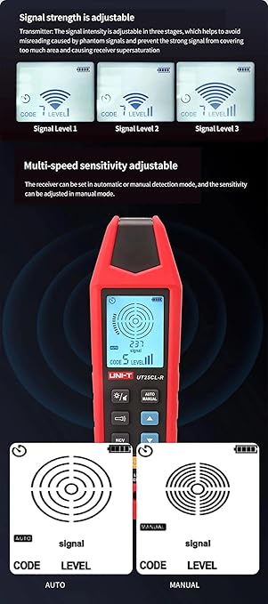 UNI-T UT25CL Cable Locator AC/DC Circuit Tracer and Breaker Finder, Wall Cable Detector and Underground Cable Finder, Short/Open Circuit Detect, 8V-480V Voltage Measurement, NCV Unipolar Bipolar Test