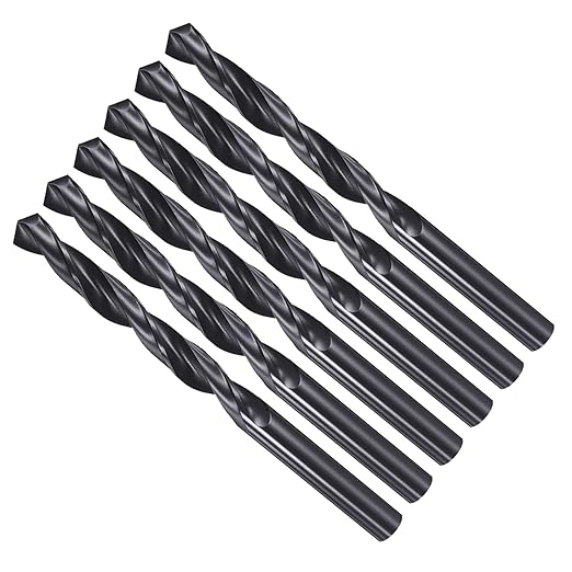 Drill Bit, 23/64" Cutting Diameter, 4241 HSS Nitriding Black 118° Cutting Angle Versatile Jobber Bits - (Applications: for Drilling Plastic Wood Soft Metal), 6-Pieces