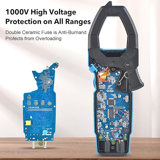 MESTEK Digital Clamp Meter Multimeter with Inrush Current, 1000A TRMS Amp Voltage Tester with VFD & LOZ Mode; Measures AC/DC Current Voltage Temperature Resistance Capacitance Frequency Continuity NCV