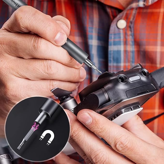 UF-TOOLS Mini Electric Screwdriver, 120 in 1 Small Portable Cordless Power Screwdriver, with 100 Precision Bits & LED Light & 20-bit Tool Set, Handy Repair Tool for Phone, Watch, Camera, Laptop