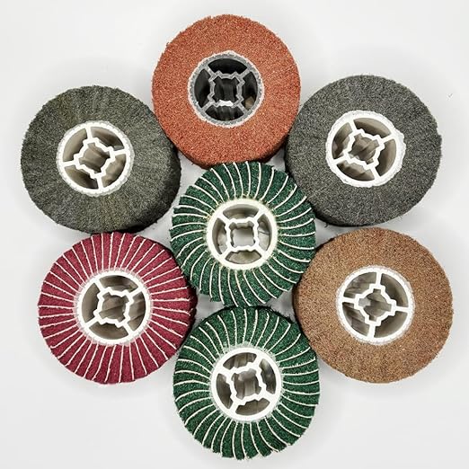 7 Pack Non Woven Wire Abrasive Drawing Polishing Wheel with Sandpaper for The Surface Treatment of Metal Products Grit : 120sp/240/240sp/320 /320sp/400/600