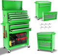 8 Drawers Rolling Tool Chest - Tool Box Organizer with Wheels and Drawers, Detachable Storage Cabinet with Lock for Garage Workshop, Green