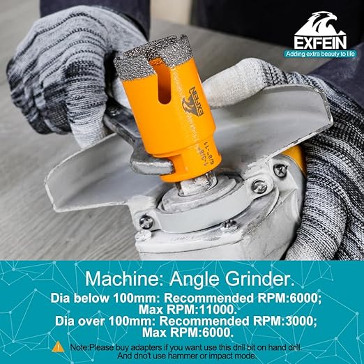Tile Hole Saw Kit 13pcs - Diamond Core Drill Bits 6/6/8/19/25/35/50/75/102/125mm for Tile Porcelain Marble Granite with 20mm Diamond Finger Bit and 2" Chamfer Bit Trimming Hole and SDS Adapter