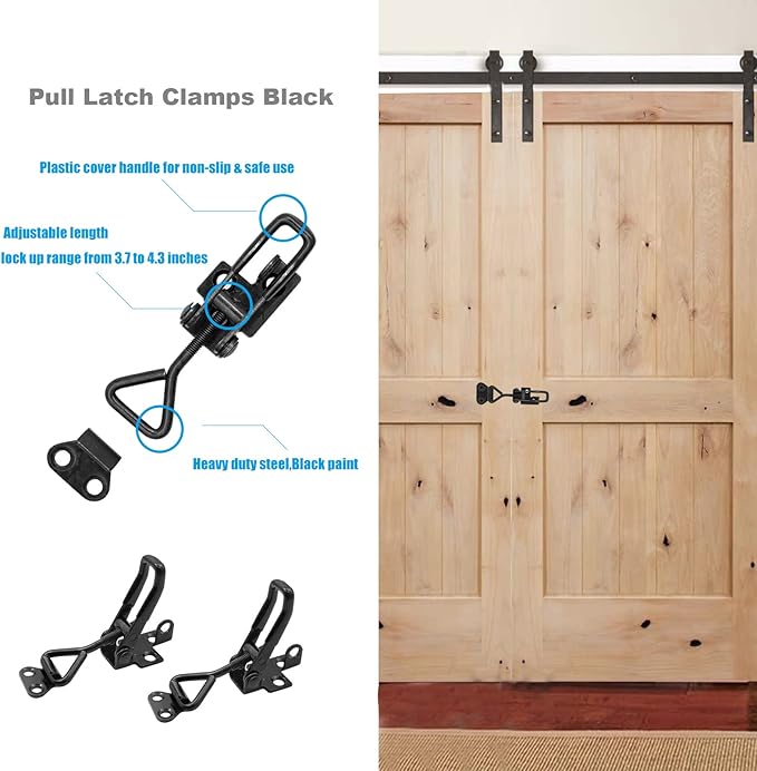 4 Pack Adjustable Black Toggle Clamp Latch (4001) Heavy Duty 220 lbs Toggle Latch & Quick Release Metal Pull Latches, Easy to Install for Lid Box Case Door Smoker room(20pcs 0.6" Screws)