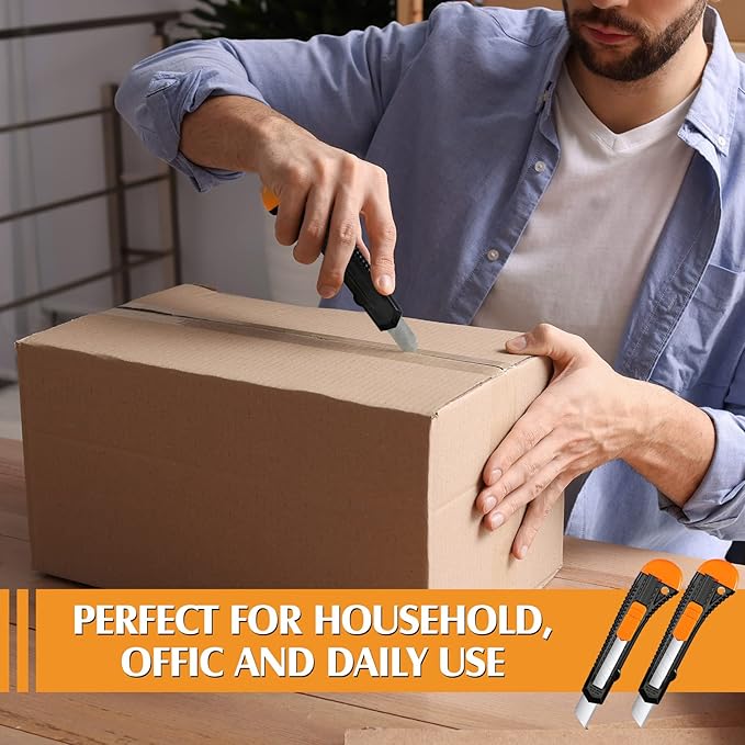 Lasnten 30 Pack Box Cutter Retractable Utility Knife 18mm Wide Blade Cardboard Cutter Suitable for Office Art, Craft and Home Use